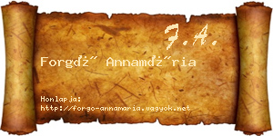 Forgó Annamária névjegykártya